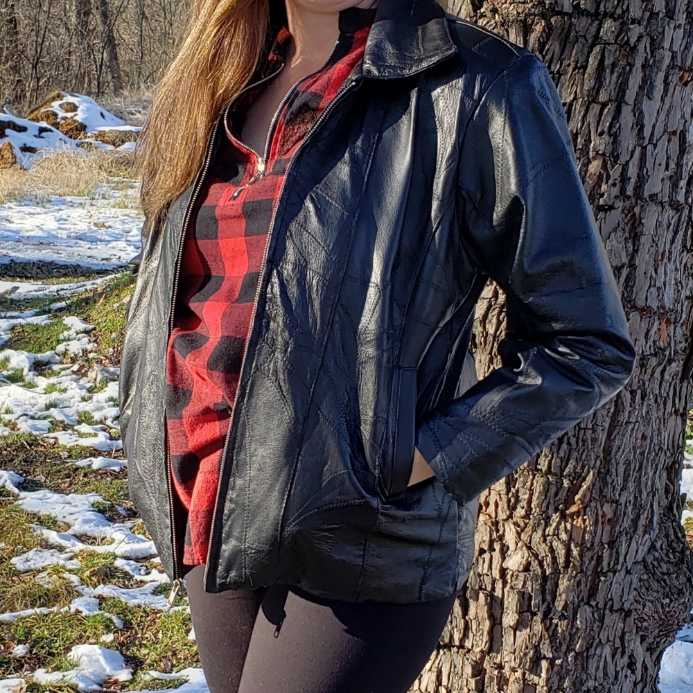 Leather Patchwork Coat